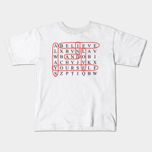 Always Believe in and Love Yourself - Crossword Puzzle Kids T-Shirt